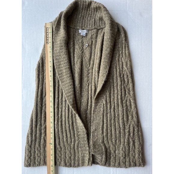 Guess Knit Cardigan Sweater Women's XL Tan Open Front Shawl Vest Tan Brown - Picture 3 of 5